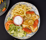 Grilled chicken fillet with fries